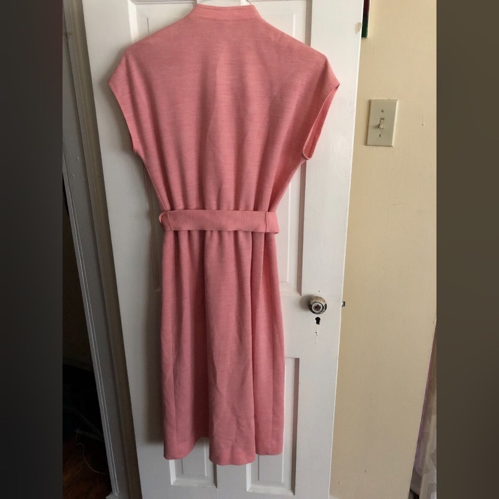 Vintage Leslie Fay Pink Belted Dress Size 8 - Picture 3 of 3